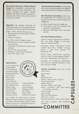 Committee Capsules, January 1979