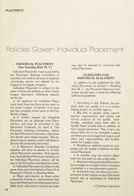 Placement: Policies Govern Individual Placement