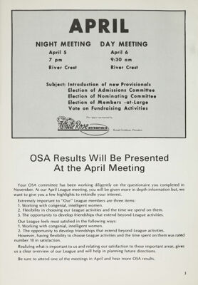 OSA Results Will Be Presented at the April Meeting