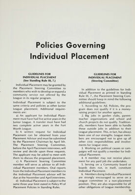 Policies Governing Individual Placement