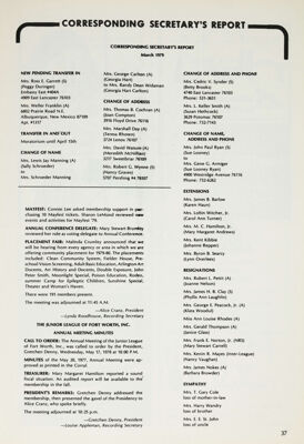 Corresponding Secretary's Report, May 1979