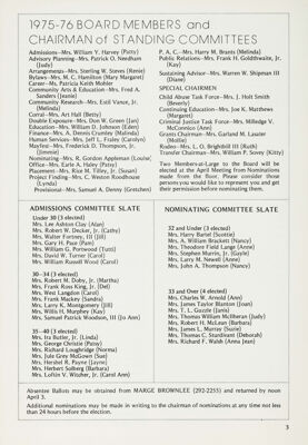 1975-76 Board Members and Chairman of Standing Committees