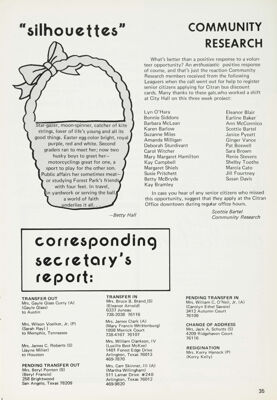Corresponding Secretary's Report, April 1974