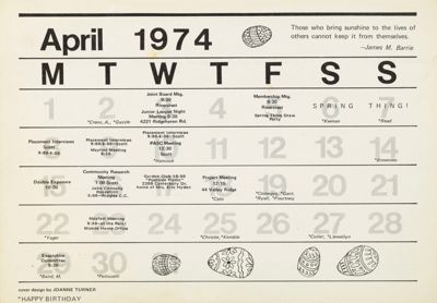 April 1974 Calendar