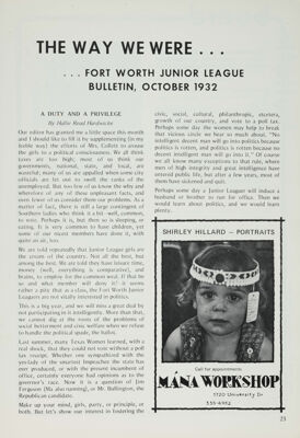 The Way We Were…Fort Worth Junior League Bulletin