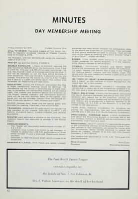 Minutes: Day Membership Meeting, November 1976