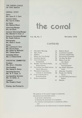 The Corral, Vol. 46, No. 3, December 1976 Title Page