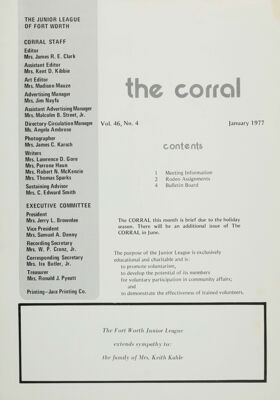 The Corral, Vol. 46, No. 4, January 1977 Title Page