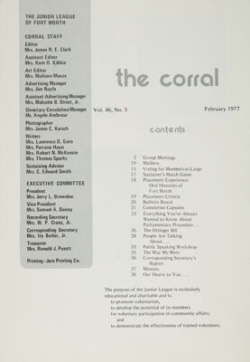 The Corral, Vol. 46, No. 5, February 1977 Title Page