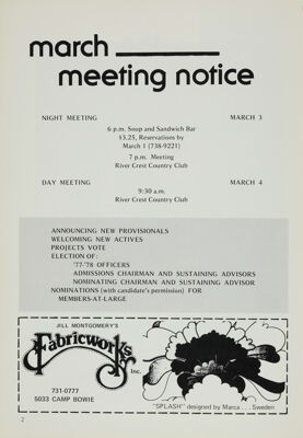 March Meeting Notice, March 1977
