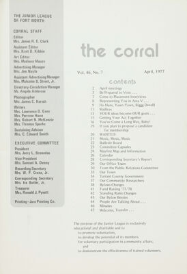 The Corral, Vol. 46, No. 7, April 1977 Title Page
