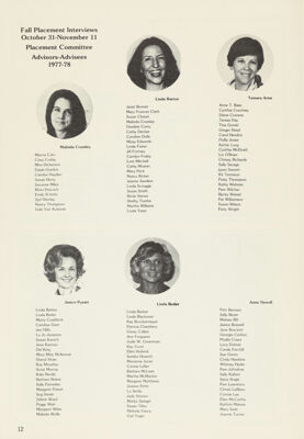 Fall Placement Interviews/Placement Committee/Advisors-Advisees, 1977-78