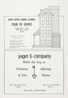 Kappa Kappa Gamma Alumnae Tour of Homes Advertisement, April 1973