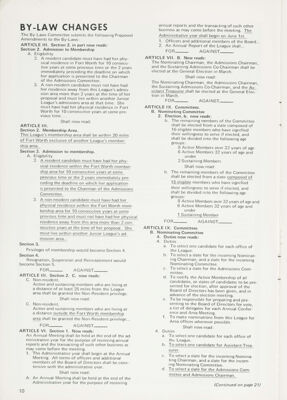 By-Law Changes, April 1973