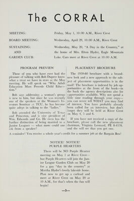 Notice of Meetings, May 1959