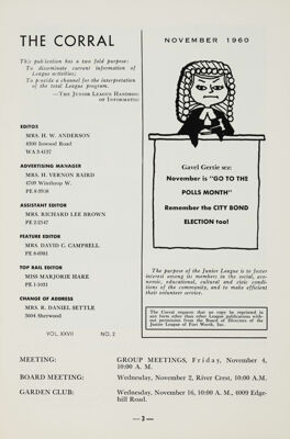 Notice of Meetings, November 1960