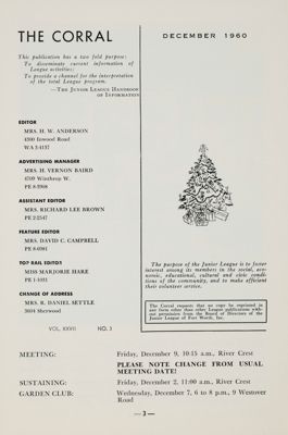 Notice of Meetings, December 1960