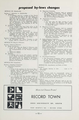 Proposed By-Laws Changes, May 1961