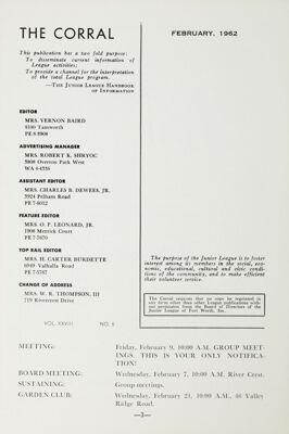Notice of Meetings, February 1962