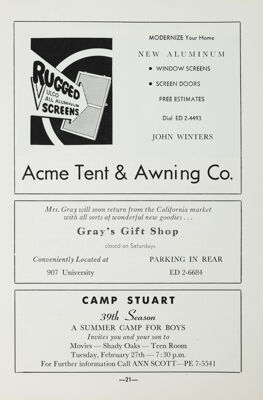 Acme Tent & Awning Co. Advertisement, February 1962