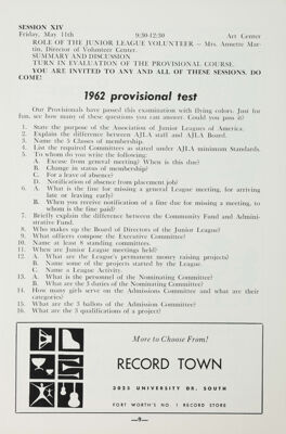1962 Provisional Test