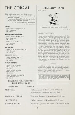The Corral, Vol. XXIX, No. 4, January 1963 Title Page