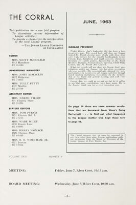 The Corral, Vol. XXIX, No. 9, June 1963 Title Page