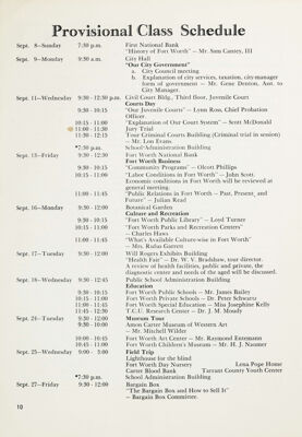 Provisional Class Schedule