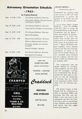 Astronomy Orientation Schedule, 1963