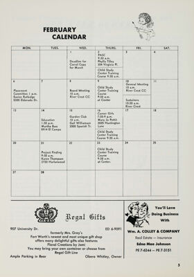 February Calendar, February 1967