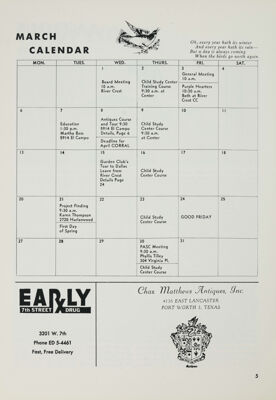 March Calendar, March 1967
