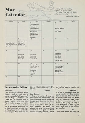 May Calendar, May 1967