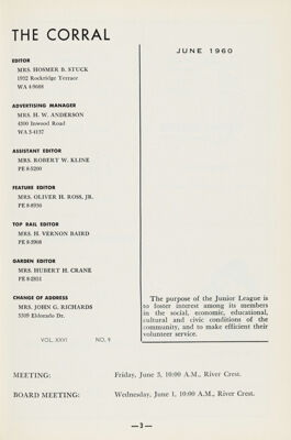 The Corral, Vol. XXVI, No. 9, June 1960 Title Page