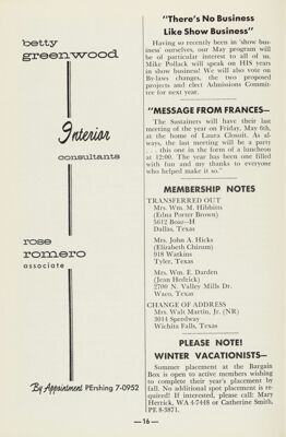 Membership Notes, May 1960