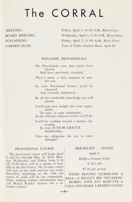 Notice of Meetings, April 1959