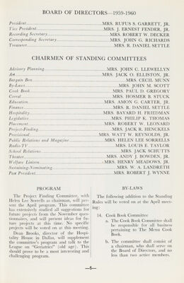 Chairmen of Standing Committees, April 1959