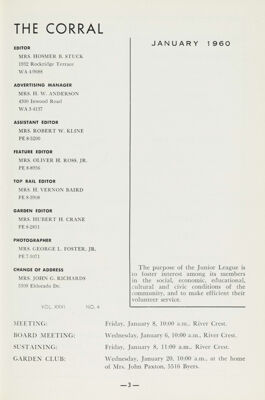 The Corral, Vol. XXVI, No. 4, January 1960 Title Page