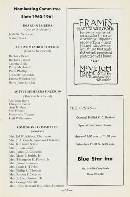 Nominating Committee Slate for 1960-1961