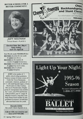 Judy Needham School Board Candidate Advertisement, Spring 1996