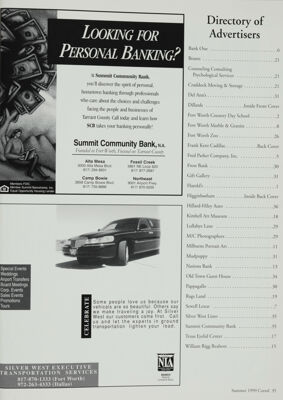 Directory of Advertisers, Summer 1999