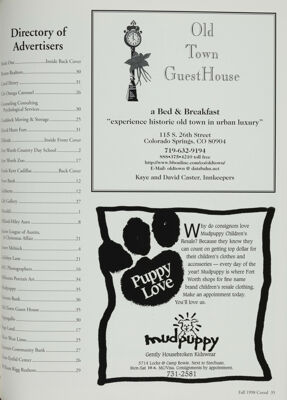 Directory of Advertisers, Fall 1998