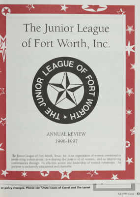 The Junior League of Fort Worth, Inc. Annual Review, 1996-1997