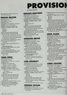 Provisional Profiles, Winter 1997