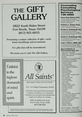 All Saints' Episcopal School of Fort Worth Advertisement, Spring 1998