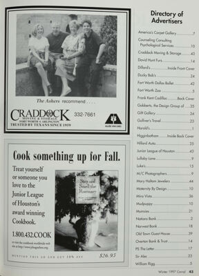Junior League of Houston's Cookbook Advertisement, Winter 1997