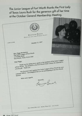 The Junior League of Fort Worth Thanks the First Lady of Texas...