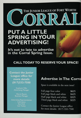 Advertise in The Corral, Winter 1999