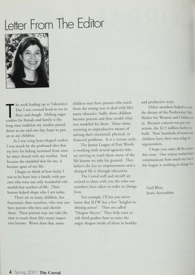 Letter From the Editor, Spring 2001