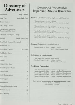 Directory of Advertisers, Fall 1999