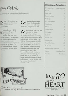 Directory of Advertisers, Winter 2000